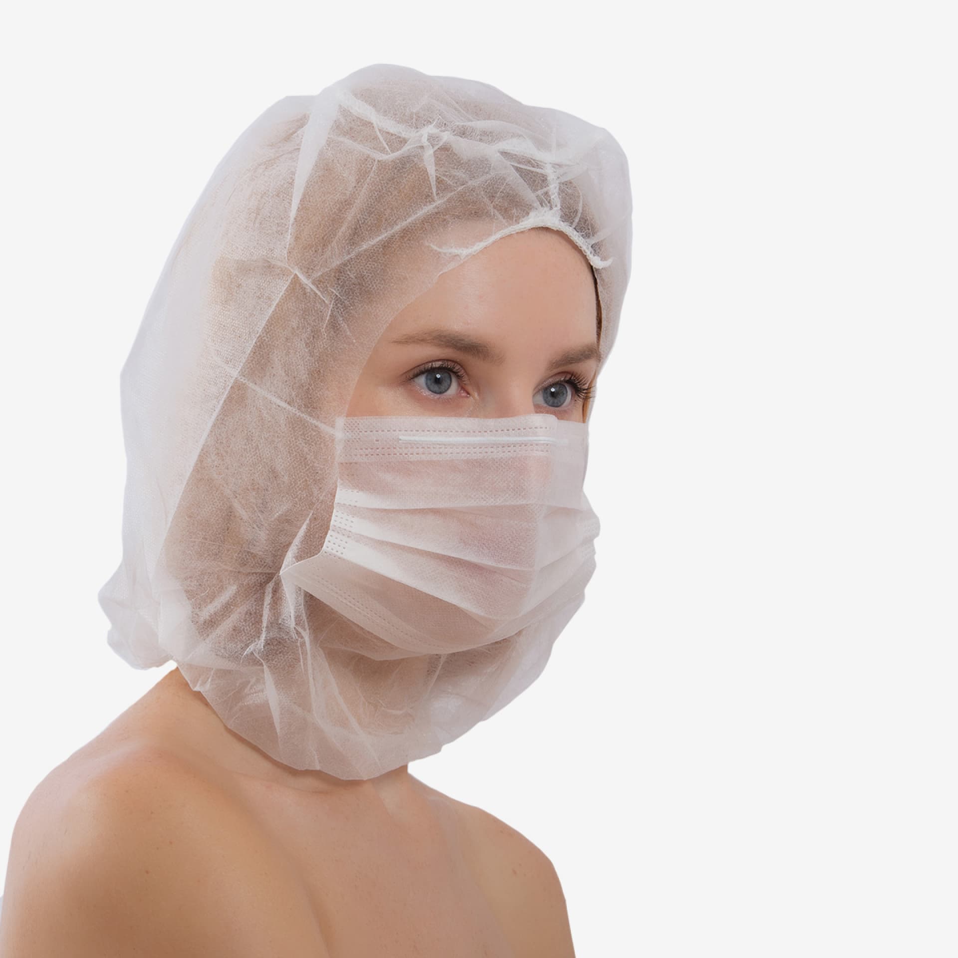 PRCL-1058: F. Bosch Astronaut Cap with 2ply earloop Facemask Non‐Woven, White