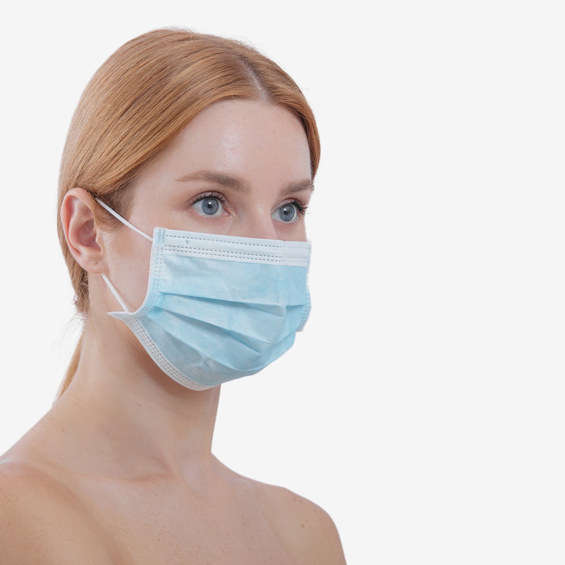 PRCL-1090: F. Bosch 3ply non woven ear loop facemask, Blue