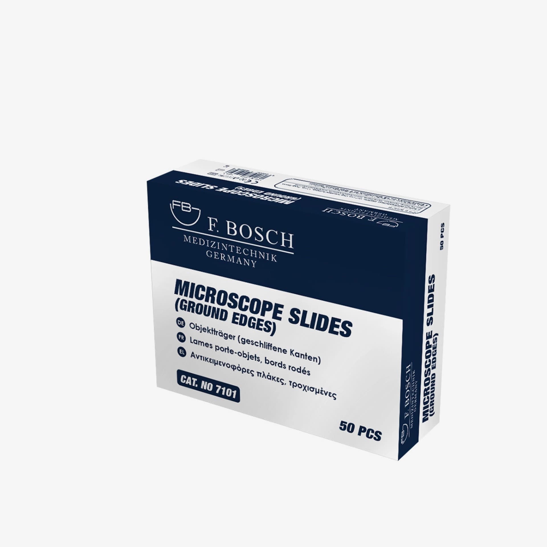 FBHEAL-1028: F. Bosch Microscope Slides (Ground Edges), Cat. No 7101