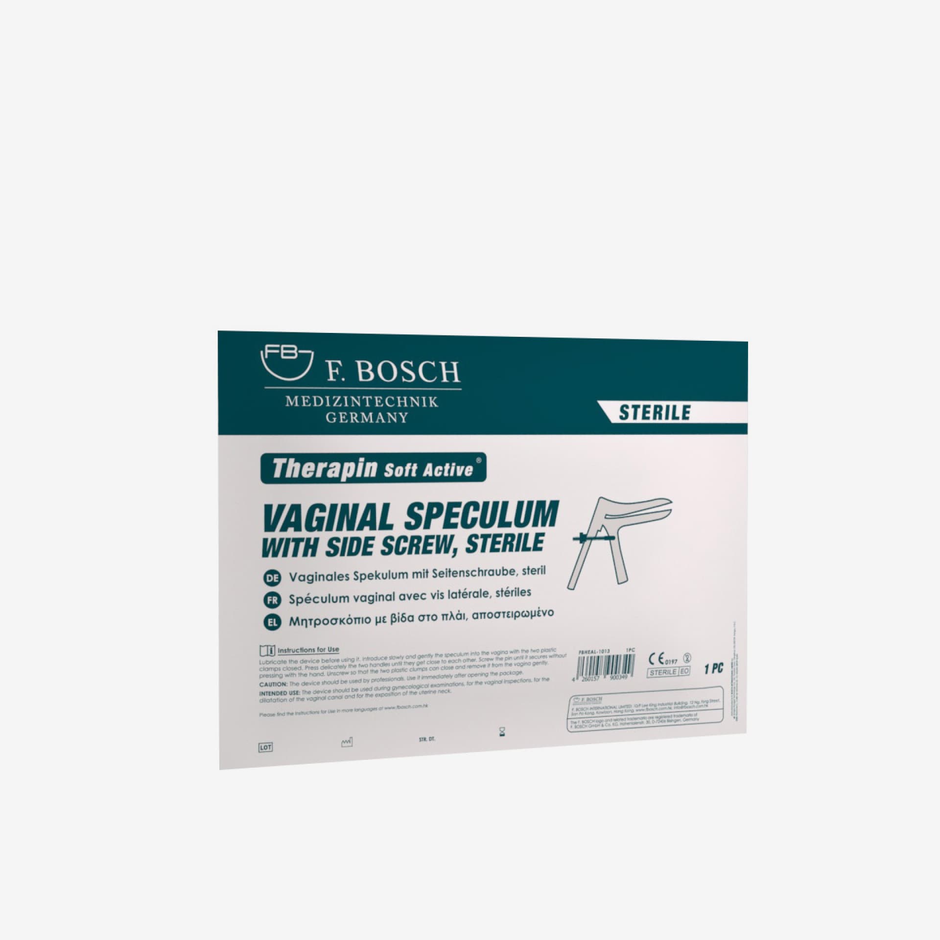 FBHEAL-1013: F. Bosch Therapin Soft Active® Vaginal Speculum, with side screw, sterile, size M