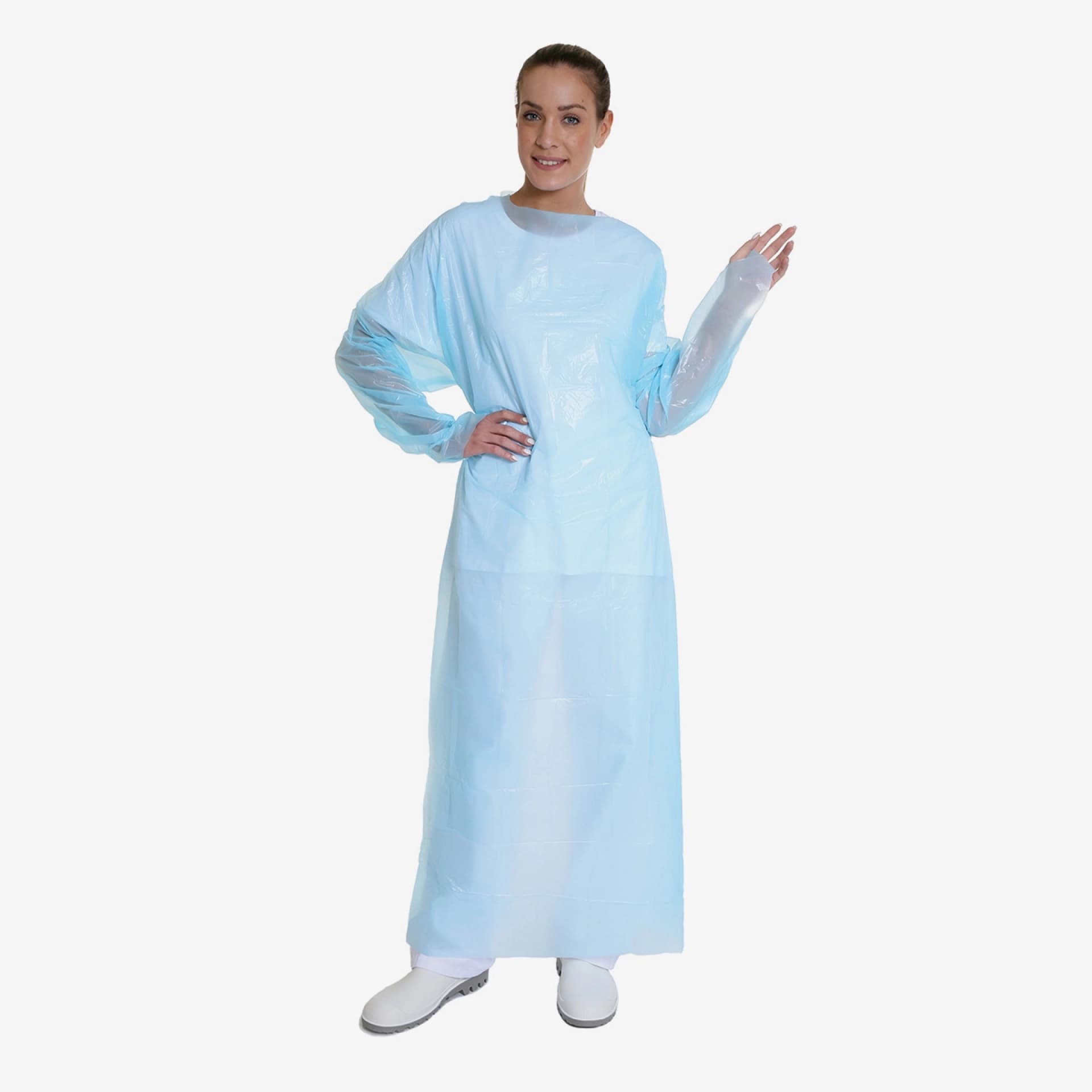 PRCL-1042: F. Bosch CPE Gown with thumbhole, Blue, 140x100cm, 50g