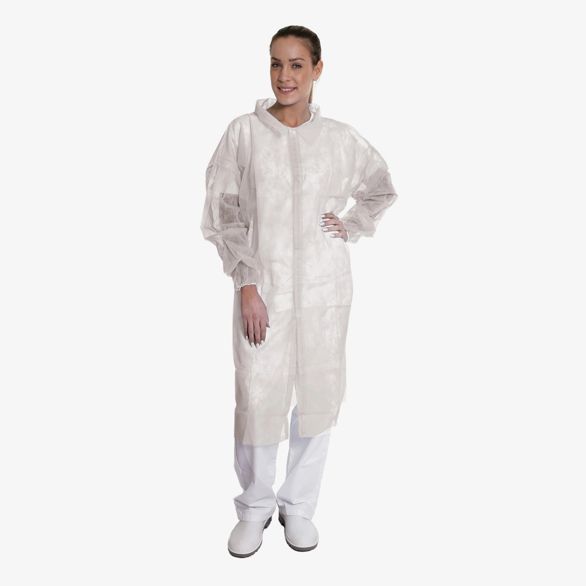 PRCL-1108: F. Bosch Visitor Coat Non‐Woven, With Velcro, White, 110x140cm, XL Size